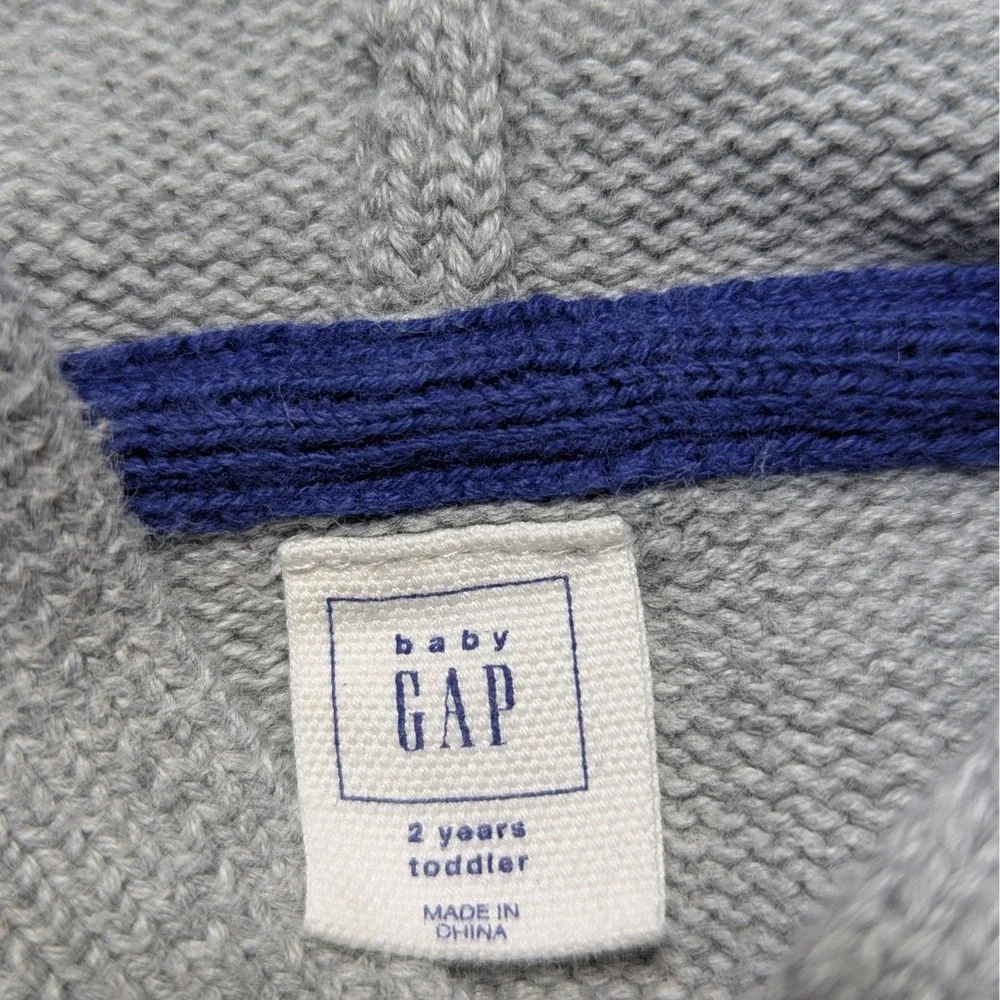 Baby GAP‎ Toddler Hooded Sweater Grey Blue Button Front 2T